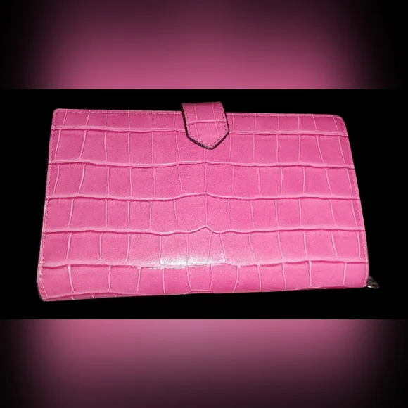 Kate Spade Pink Croc Embossed Bifold Wallet - Picture 2 of 9